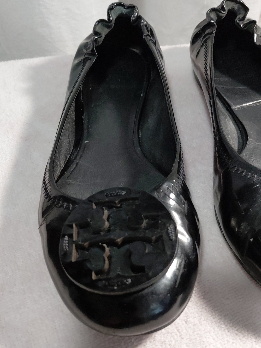 Black TORY BURCH Patent Ballet Flats with Logo Medallion